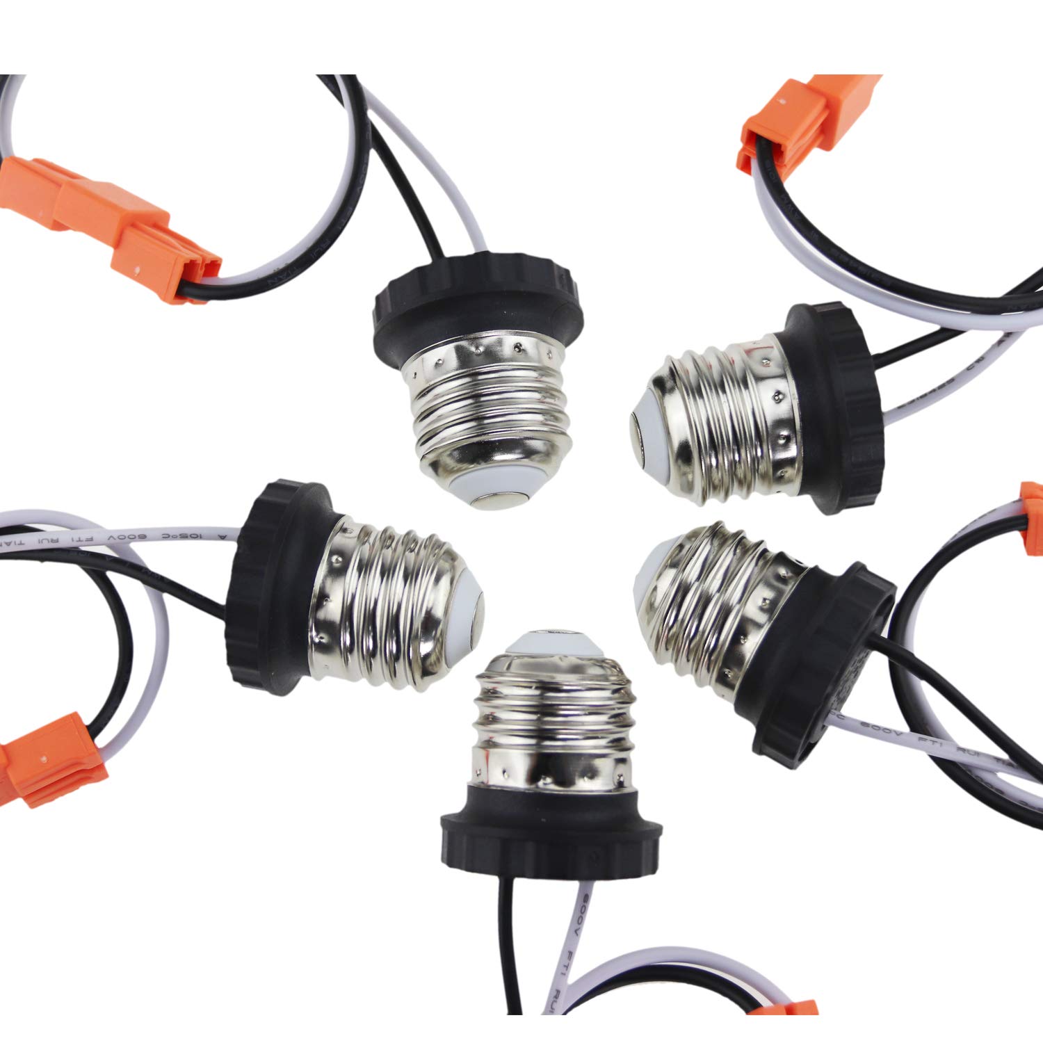 Rextin Edison E26 – Base de adaptador de enchufe macho de rosca para luces de techo LED Downlight paquete de 5