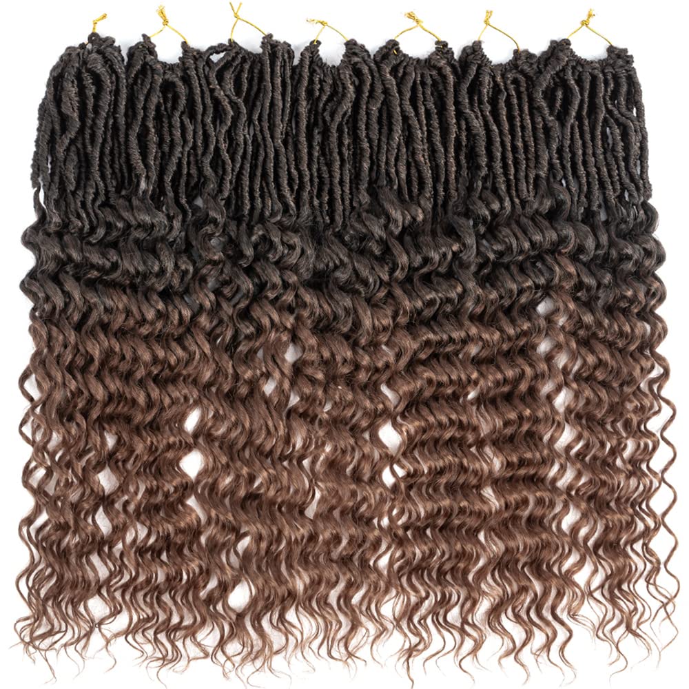 DoeSeor Cabello de ganchillo Goddess Locs de 18 pulgadas, 8 paquetes de extensiones de cabello sintético suave con rizos profundos para mujeres