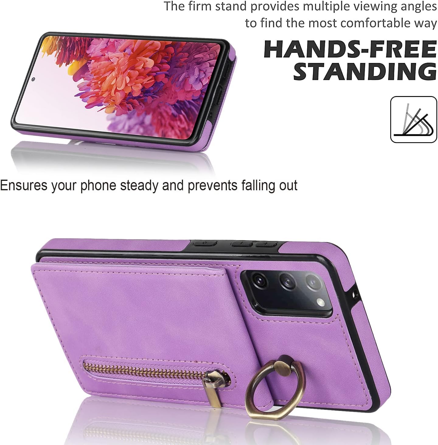Asuwish Funda de teléfono para Samsung Galaxy S20 FE 5G de 6.5 pulgadas con protector de pantalla y tarjetero RFID, soporte para celda S 20 EF UW