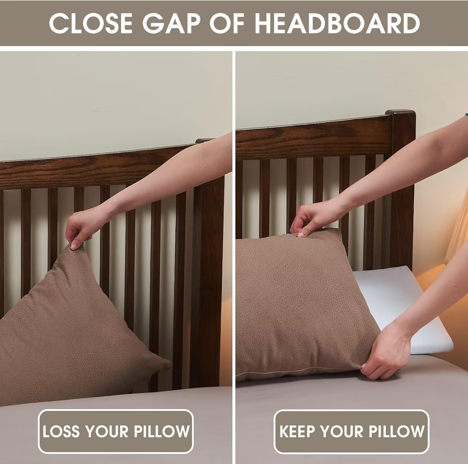 Almohada de cuña de cama de tamaño individual (39 x 10 x 6 pulgadas) para cabecero, relleno de huecos de cama, colchón de fideos, almohada de cuña