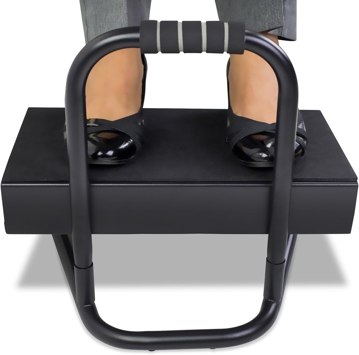 Mount-It! Reposapiés de altura ajustable para estar de pie y sentarse, reposapiés independiente debajo del escritorio con asa y seis ajustes de