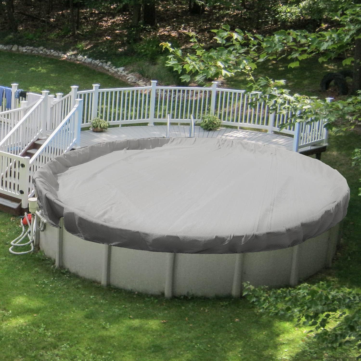 Patio Cubierta redonda de invierno para alberca de 12 pies para 8 pies, cubierta de seguridad para piscina, lona con borde de alambre para