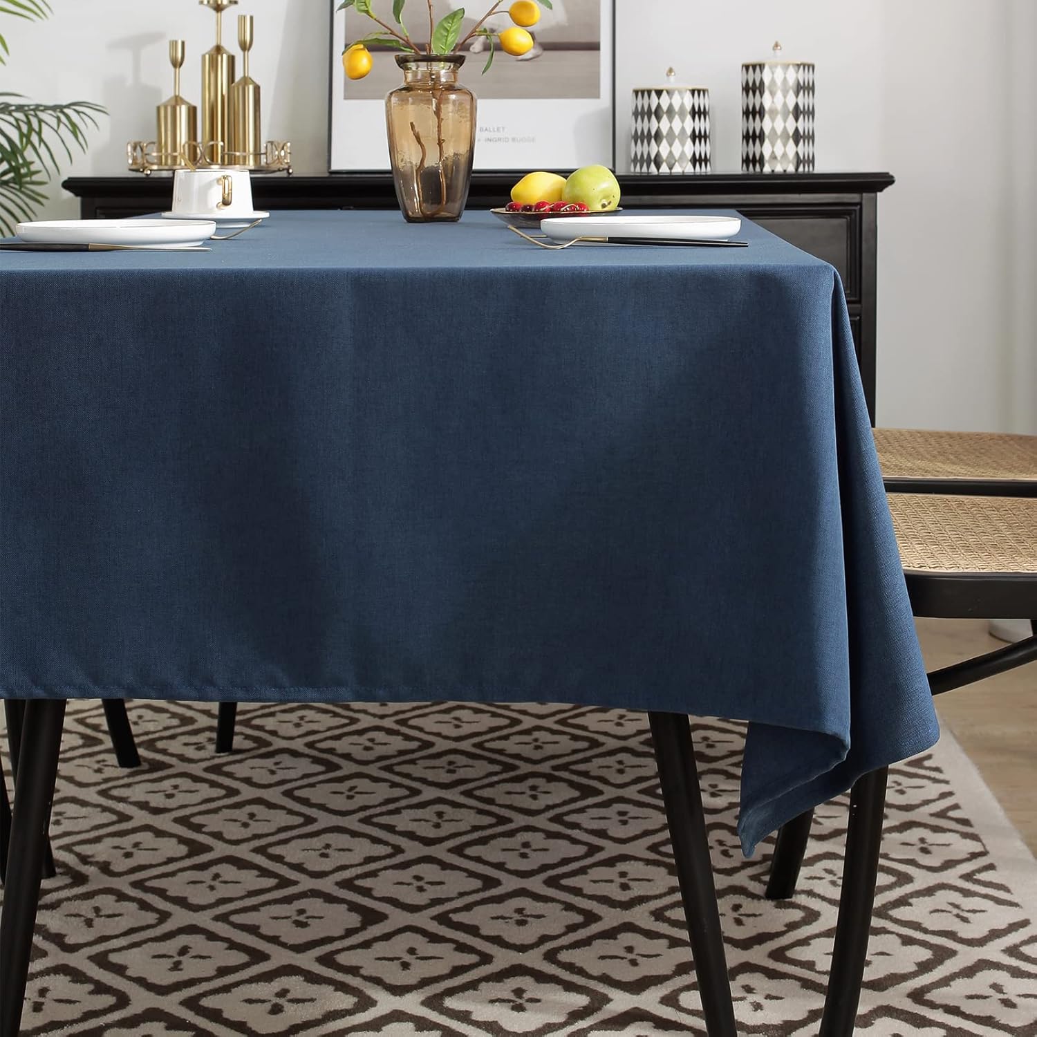 Mantel rectangular de lino de algodón, impermeable y a prueba de derrames, estilo nórdico, suave y resistente a las arrugas, mantel de tela natural
