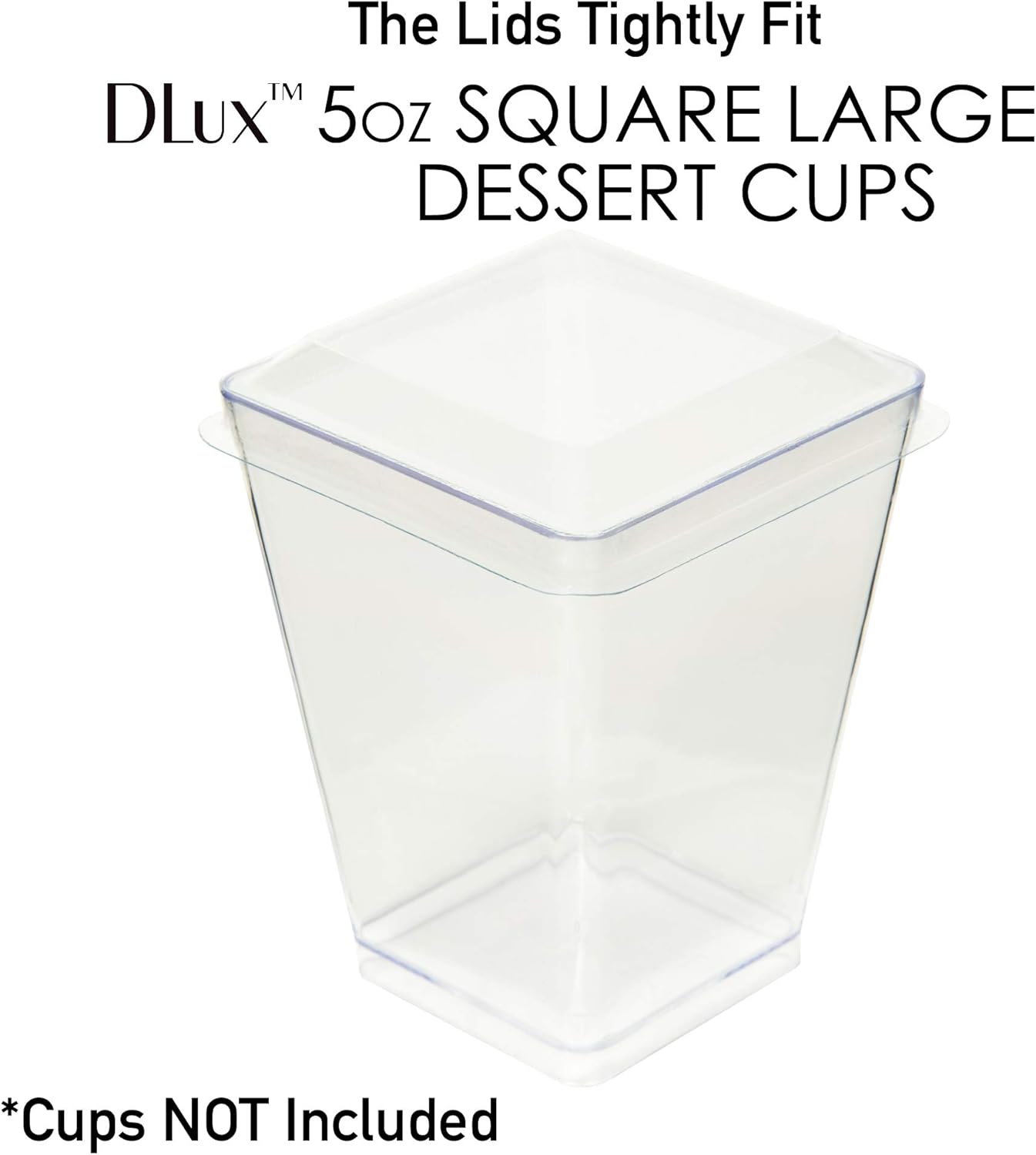 DLux 100 tapas reutilizables para tazas de postre cuadradas de 5 onzas