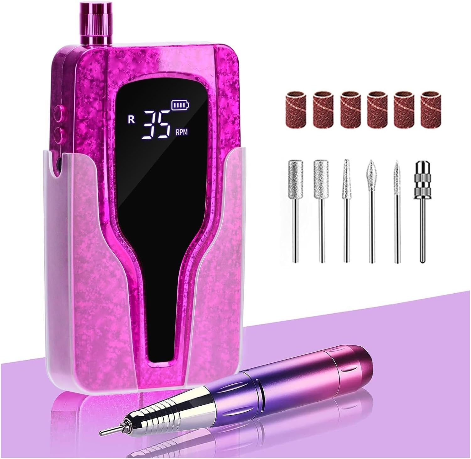 Lima de uñas eléctrica, 35000 rpm, máquina de manicura, recargable, potente lima de uñas eléctrica, motor profesional para esmalte de gel arcílico