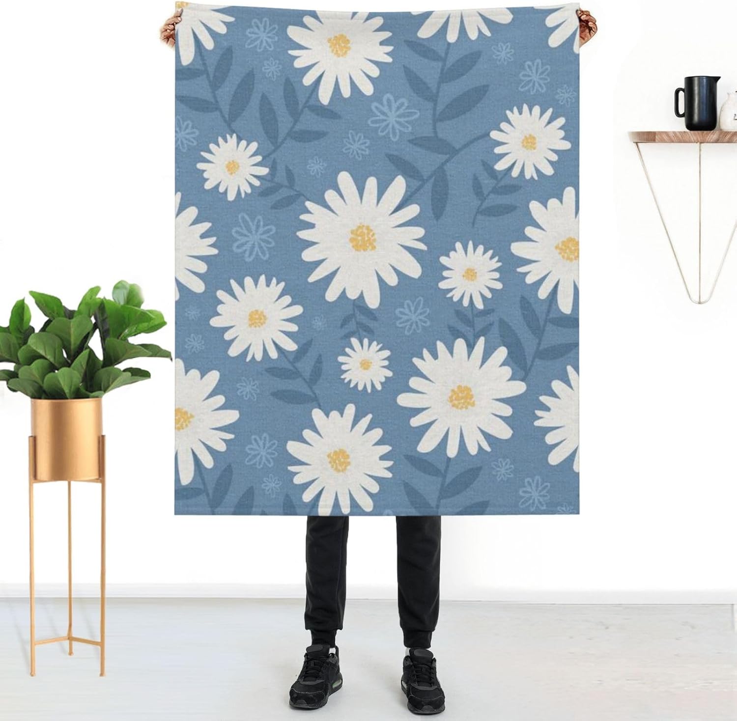 AFHYZY Manta de margaritas para mujer, suave manta de forro polar de verano, lavable, manta ligera de viaje para sofá, cama, sillón durante todas