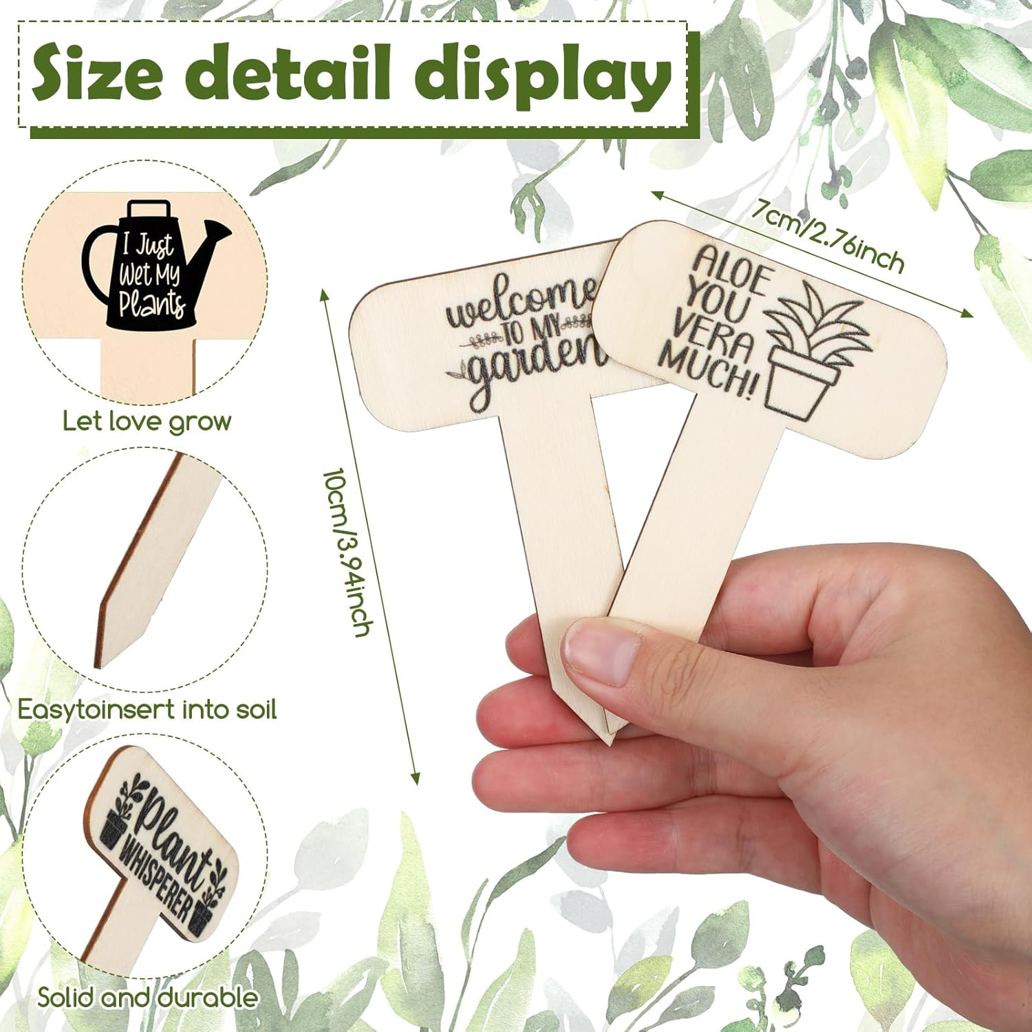 48 marcadores divertidos de madera para plantas, letreros de jardín para plantas, regalos de jardinero para flores vegetales, plantas en maceta,