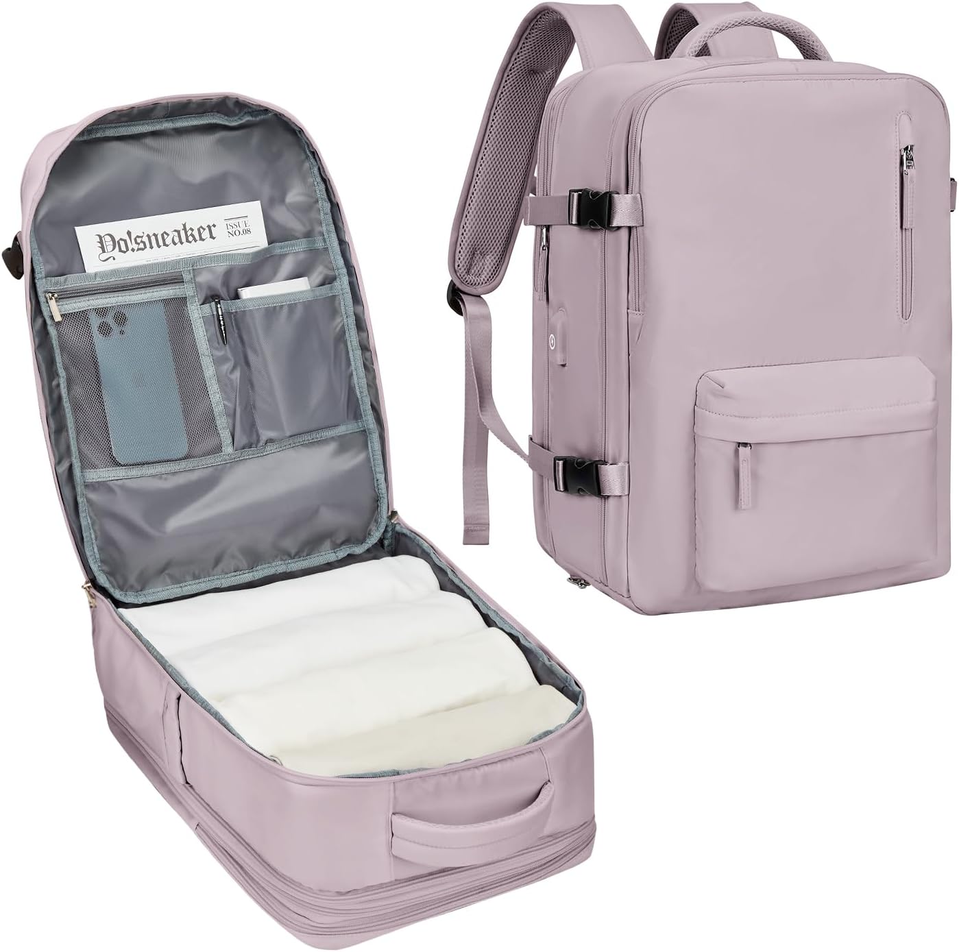 VECAVE Mochila de viaje para laptop, mochila aprobada para vuelos,Mochila deportiva para universidad casual, J-rosa-2