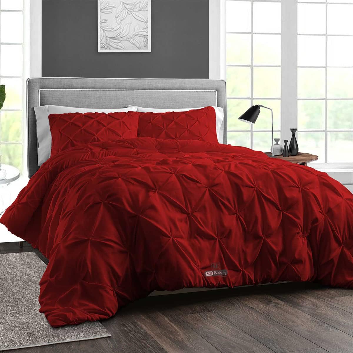 SGI bedding Lujoso juego de funda de edredón de 1000 hilos, color borgoña, funda de edredón suave y esponjosa para invierno, ropa de cama de algodón