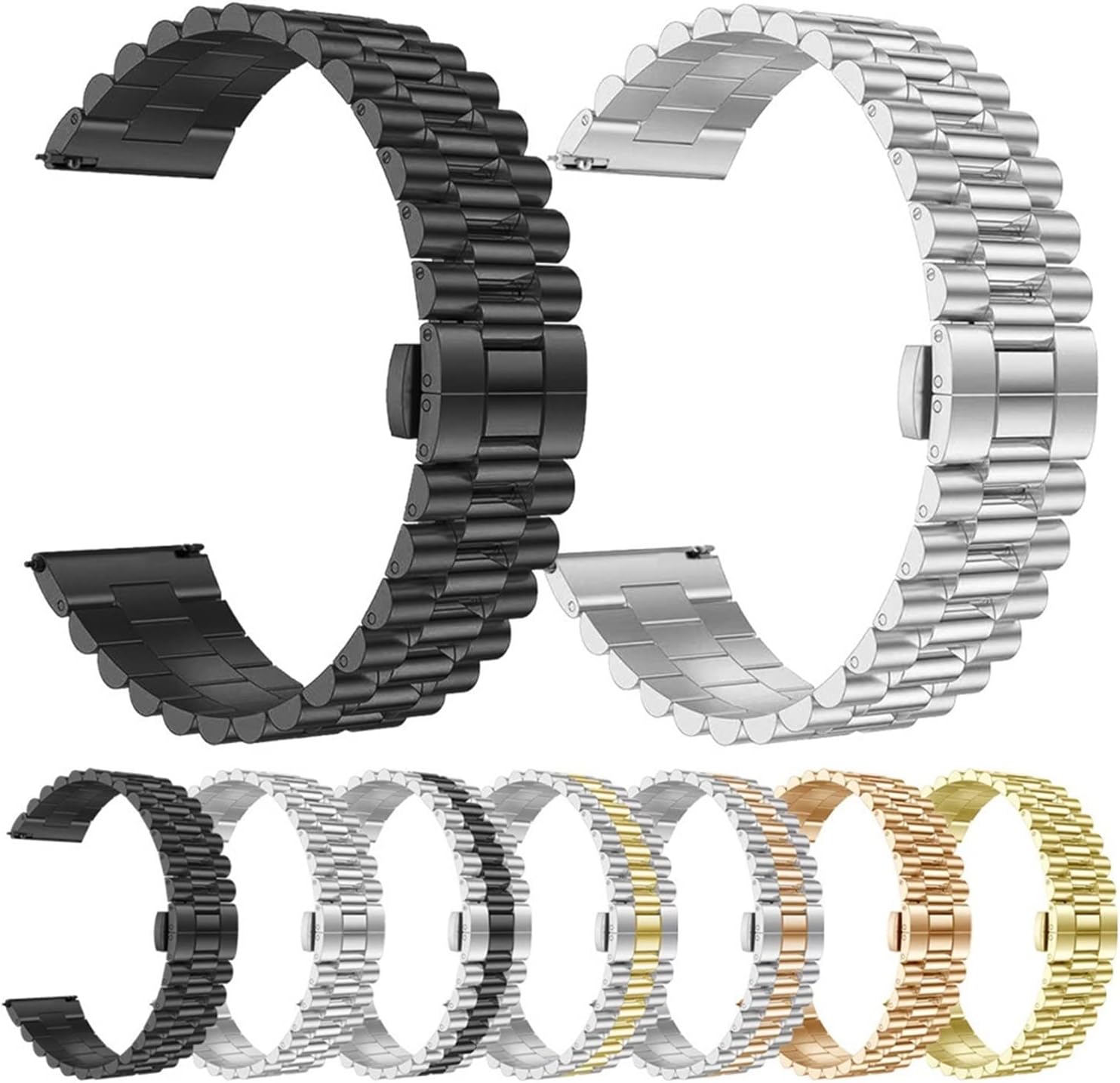 YANLITIAN – Correa de metal compatible con Samsung Galaxy Watch 4 3 1.614 in 1.772 in, pulsera S3 de 1.654 in 1.811 in, Active 2 Gear 2 Gear 0.787