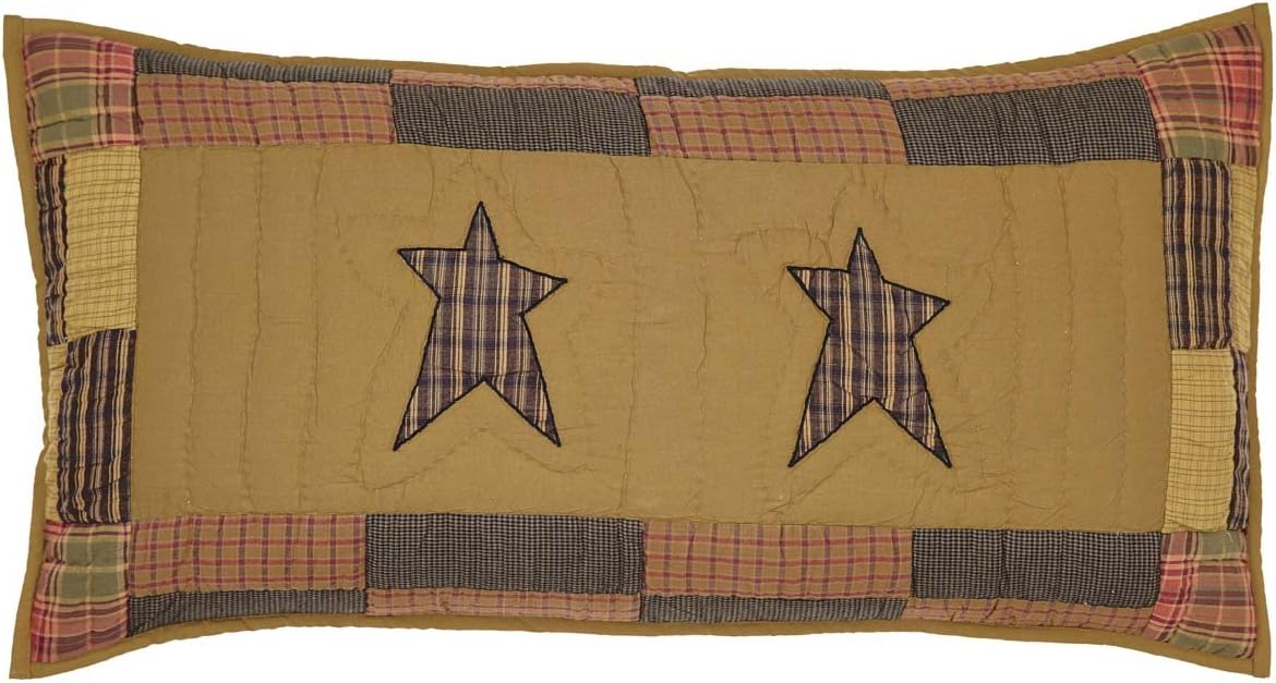 VHC Brands Stratton Primitive King – Funda de algodón con apliques de estrella de algodón acolchado a mano, rectangular, decoración para dormitorio
