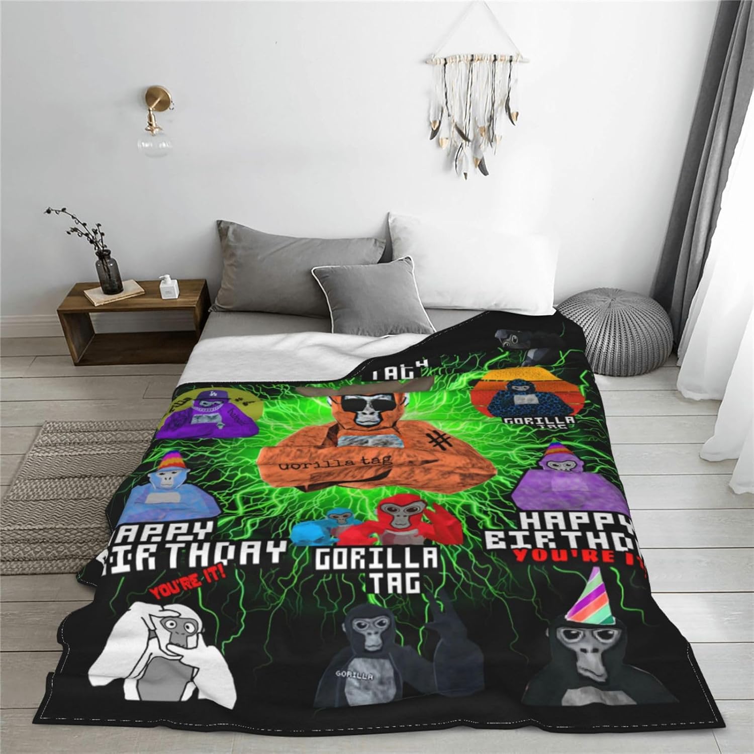 Gorilla Manta cálida y suave de gorila para cama, sofá, decoración de fiesta, juego, regalo de 80 x 60 pulgadas