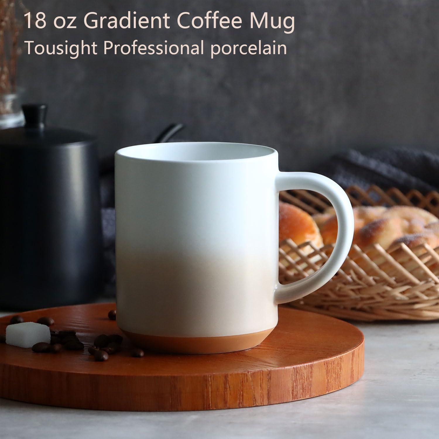 Taza de café grande de 18 onzas, taza de cerámica con asa, apta para microondas, regalo para familiares, amigos y parejas, color blanco