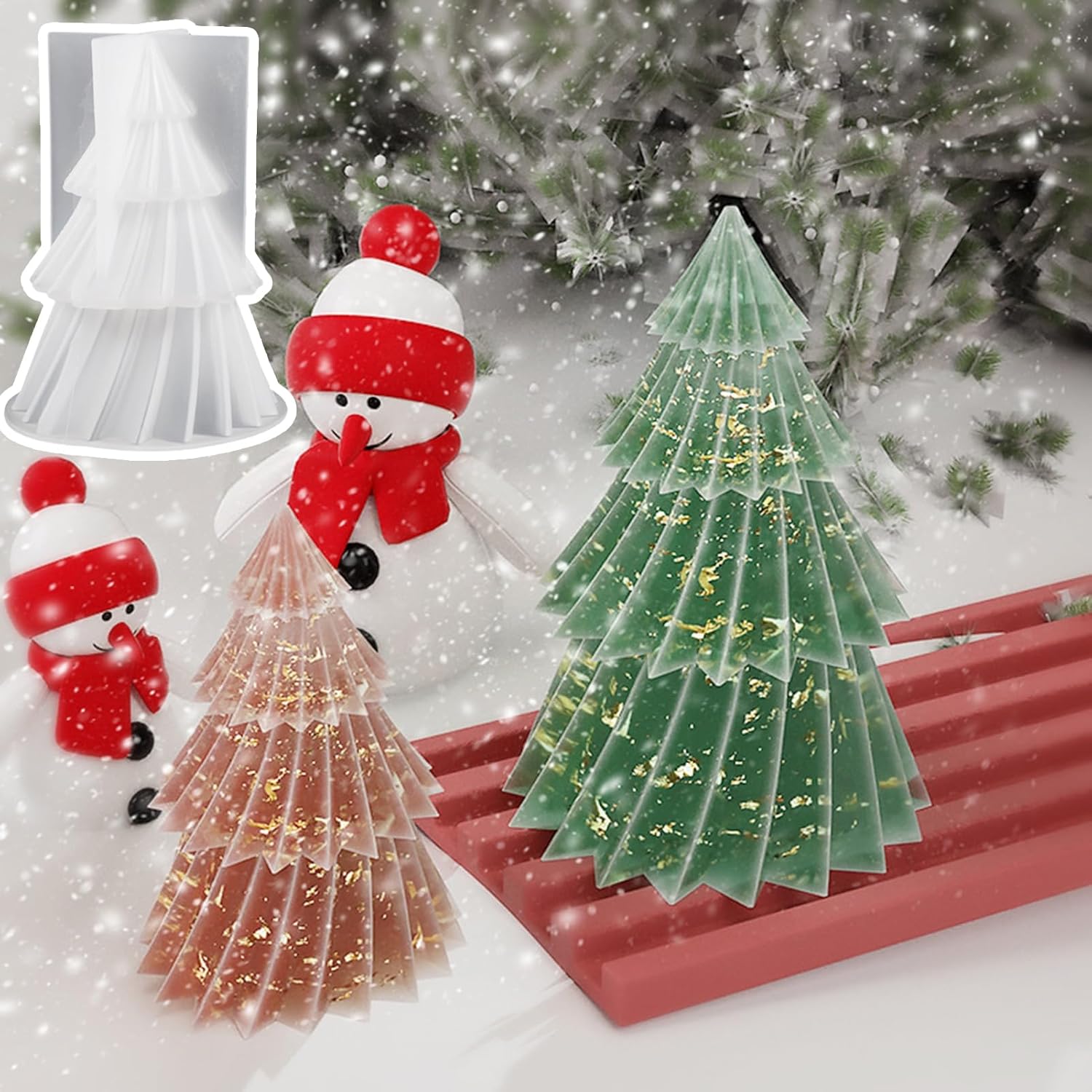 Molde de silicona para velas de árbol de Navidad, decoración pequeña de temporada, de grado alimenticio, resistente al calor, antiadherente, fácil