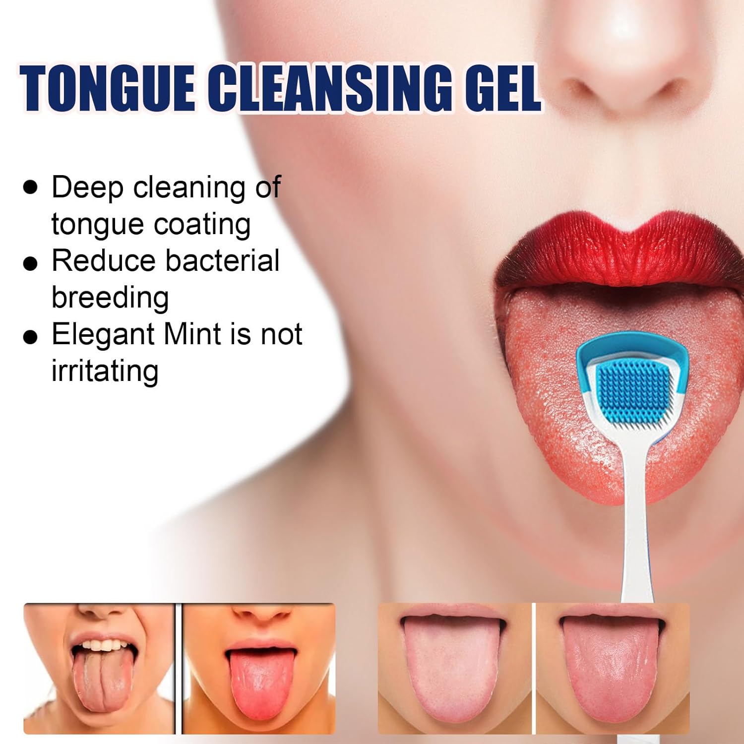 Juego de gel limpiador de lengua, gel limpiador de lengua con cepillo de lengua, raspador de lengua para adultos y niños con gel de limpieza, fácil