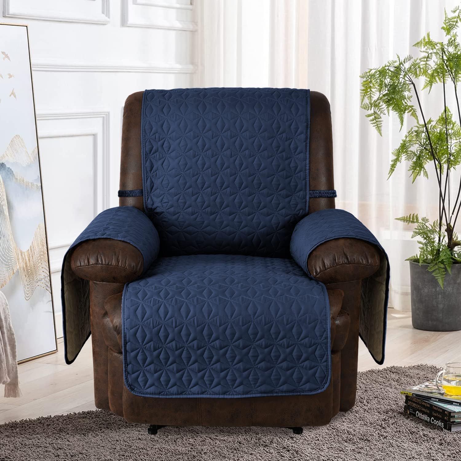 RBSC Home – Cubiertas protectoras para sillón de piel, acolchadas, gruesas, 100 % impermeables y lo suficientemente largas para cubrir la parte del