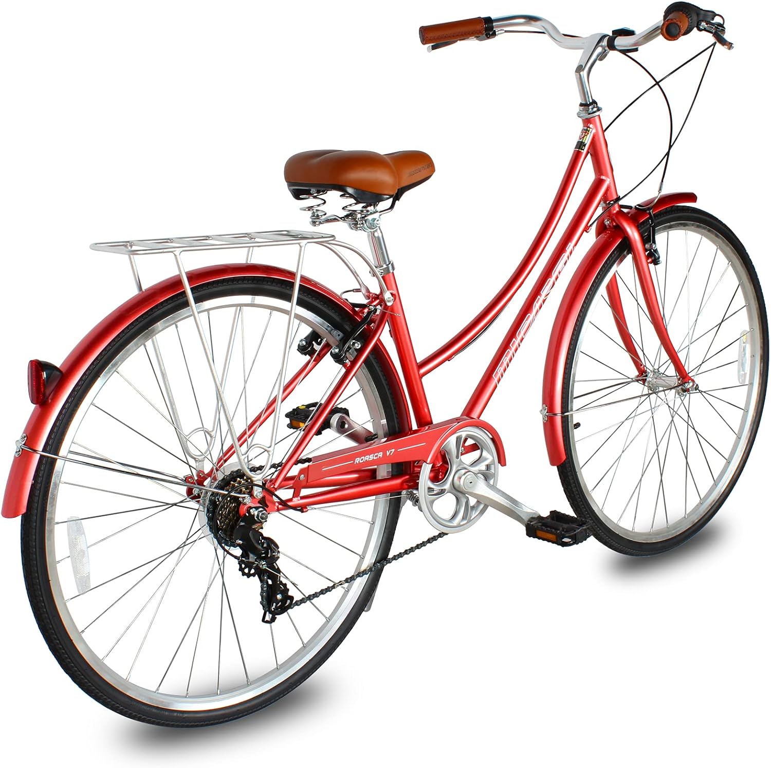 MICARGI Bicicleta híbrida de 2426 pulgadas para adultos, bicicleta híbrida de ciudad de 17 velocidades, marco de acero, bicicleta de viaje para