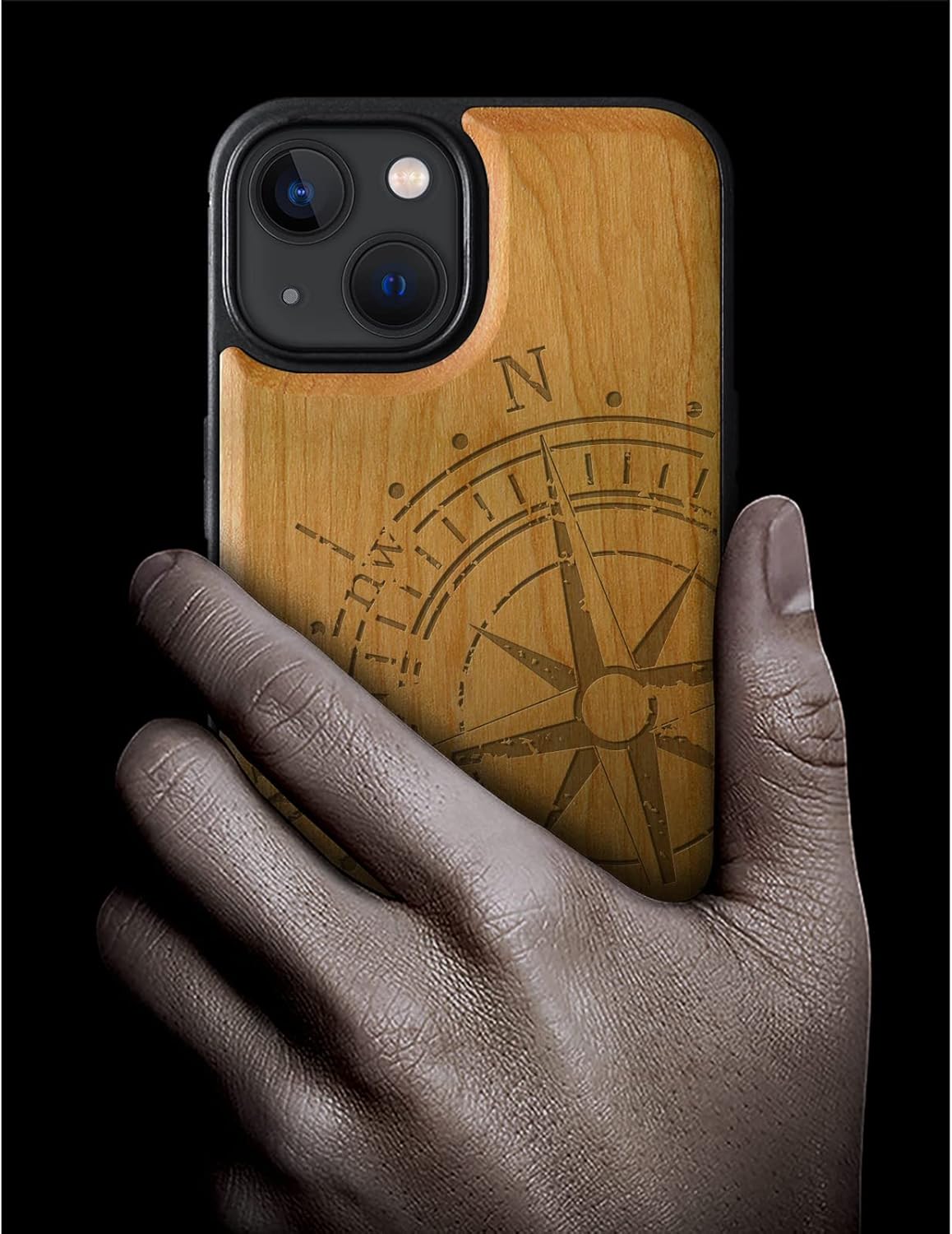 Carveit Funda magnética de madera para iPhone 13 Mini, madera real dura y TPU suave, funda protectora híbrida a prueba de golpes, funda de madera
