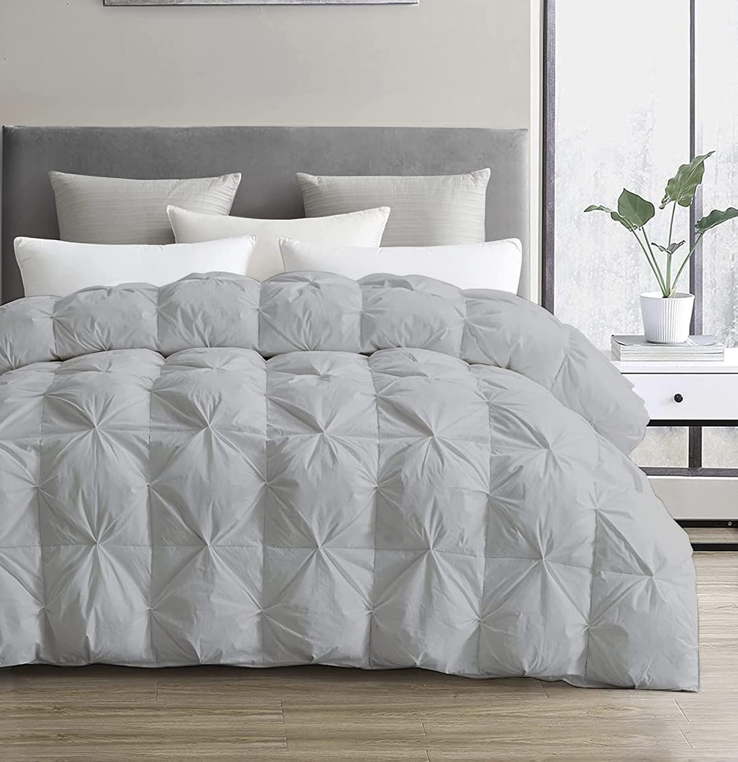 THREADZEN Edredón plisado de gran tamaño King para todas las estaciones, alternativo al plumón, tamaño extra grande, 1 pieza con 8 pestañas y