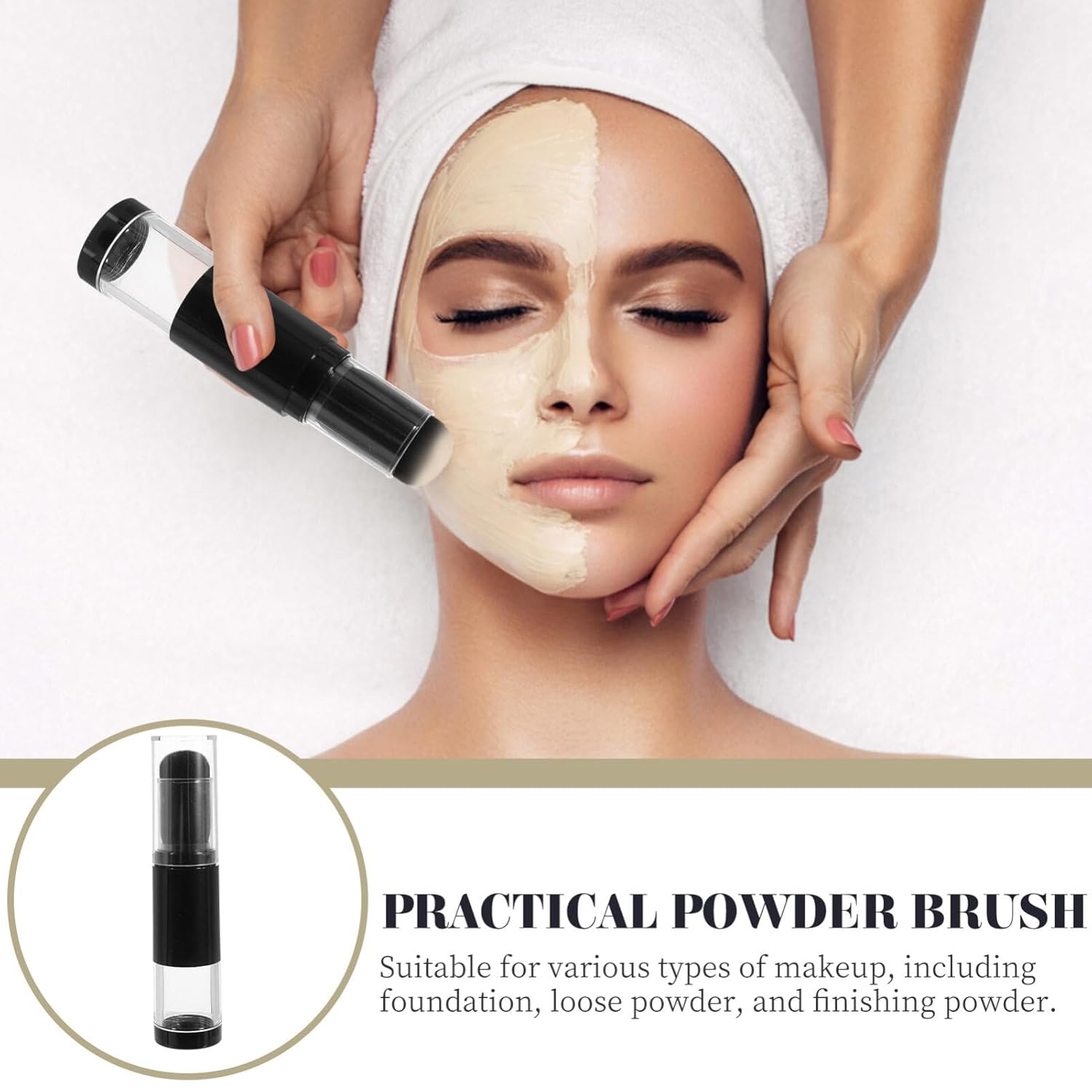FOMIYES Cepillo para polvo con botella recargable, cepillo de base de viaje, cepillo para rubor facial, cepillo de maquillaje para líquido, crema,