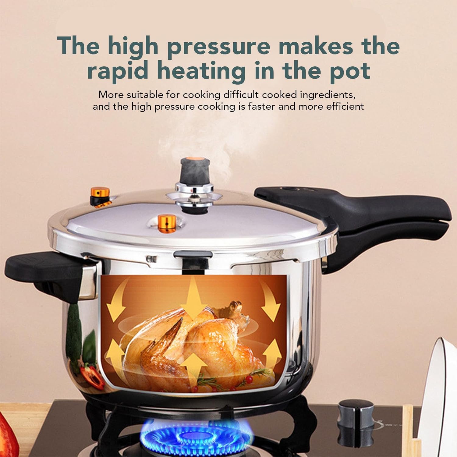 Cocina a presión eficiente, calentamiento rápido de 6.3 in de válvulas, olla eléctrica a presión de acero inoxidable 304 y plástico, perfecta para