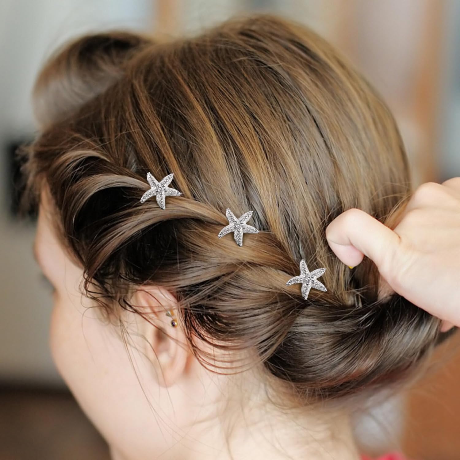 Beaupretty 12 unids clip de pelo de estrella de mar sirena accesorios para el cabello horquillas Rhinestone horquillas estrella headwear accesorios