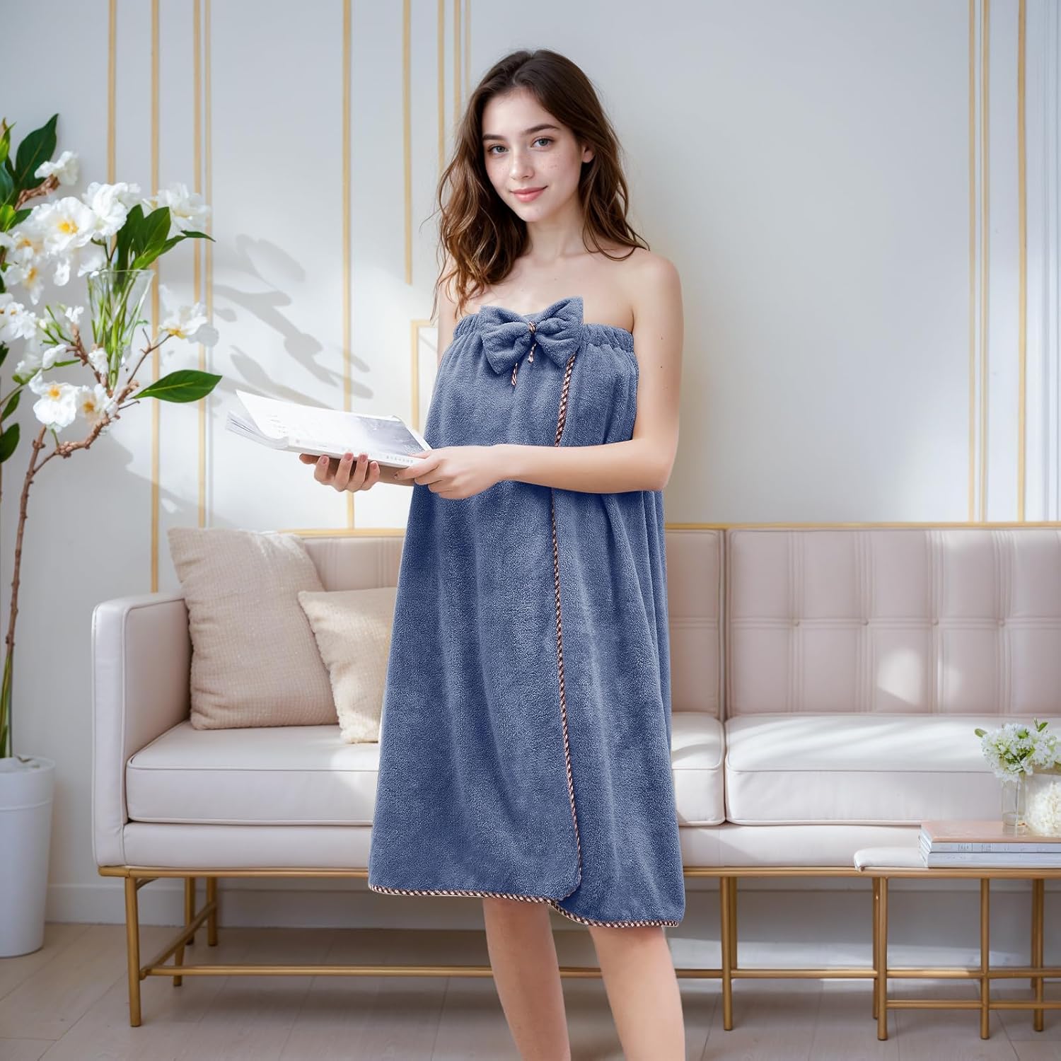 GOSCHE Toalla de baño para mujer, toalla de ducha ajustable con toalla de baño para el hogar, hotel, camisón para sauna, playa, piscina, gimnasio,