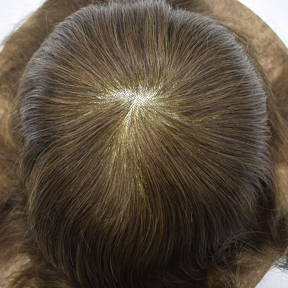 Sistema de reemplazo de cabello tipo tupé para hombre, piezas de cabello de encaje de monofilamento fino duradero para hombres, negro, marrón,