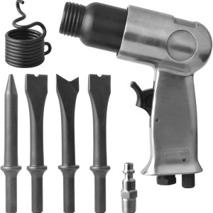 PROSHI Kit de martillo neumático de 5.906 in 4 cinceles, 4500 BPM, herramienta neumática de pala de martillo, herramienta neumática de pala de PROSHI Kit de martillo neumático de 5.906 in 4 cinceles, 4500 BPM, herramienta neumática de pala de martillo, herramienta neumática de pala de