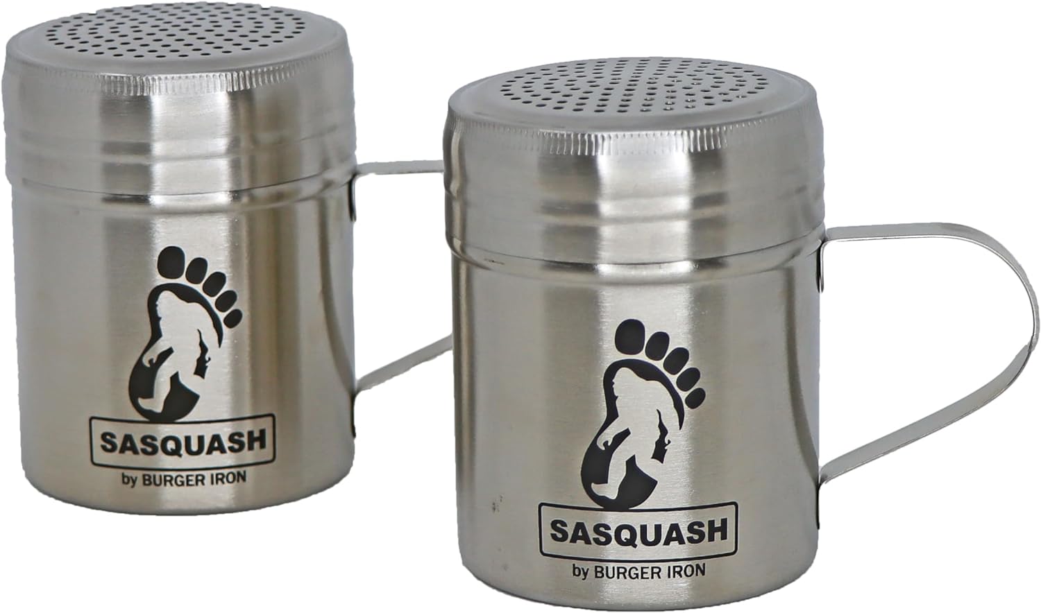 The Sasquash Spice Shaker  Plancha de hamburguesa de grado profesional de 10 onzas de acero inoxidable para hamburguesas y parrilla, salero y