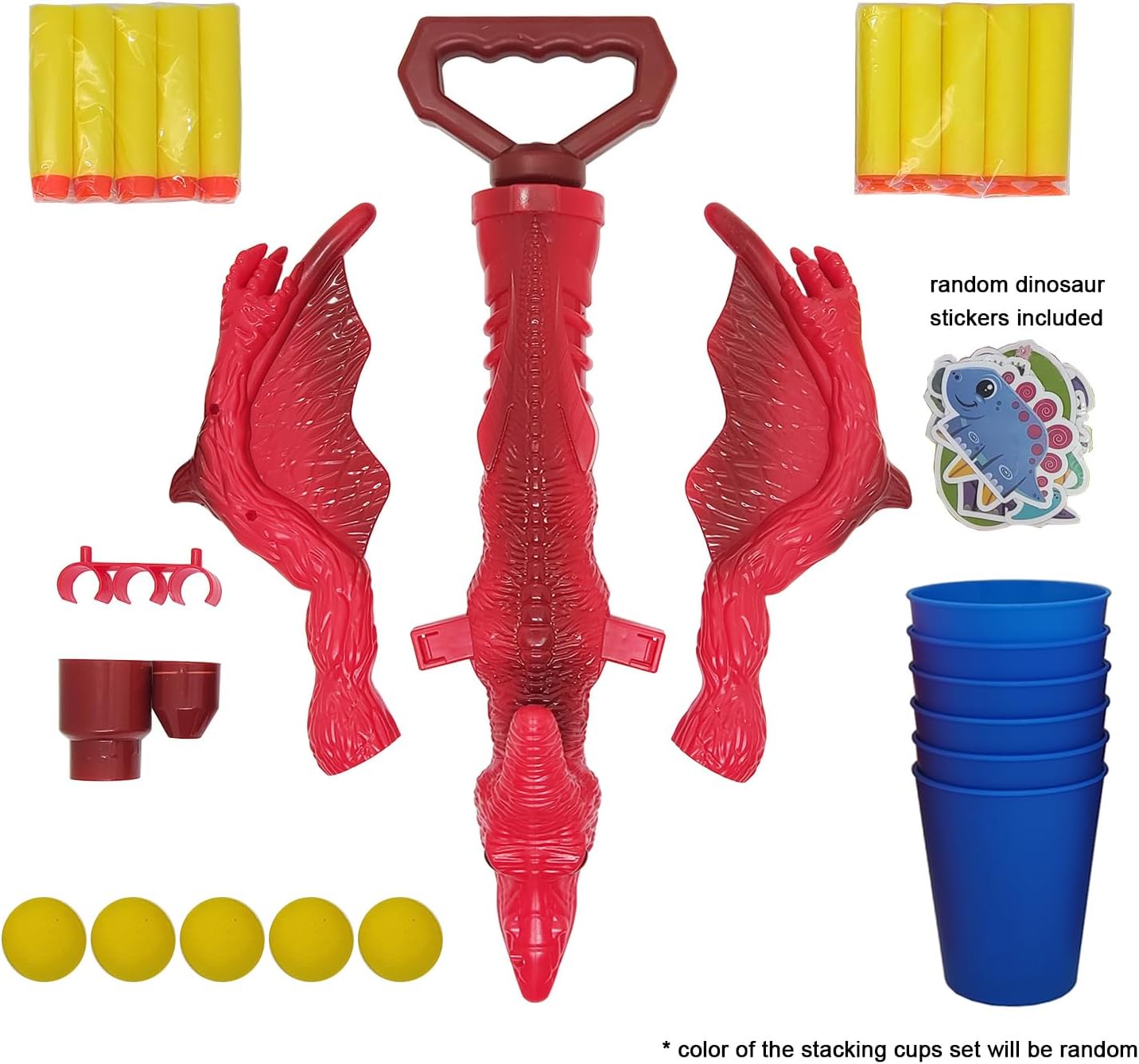 Ziguyba Juguete de arco y flecha de dinosaurio, juguete de pterosaurio 4 en 1, pistola de juguete de dinosaurio, pistola de agua, juego de tiro con