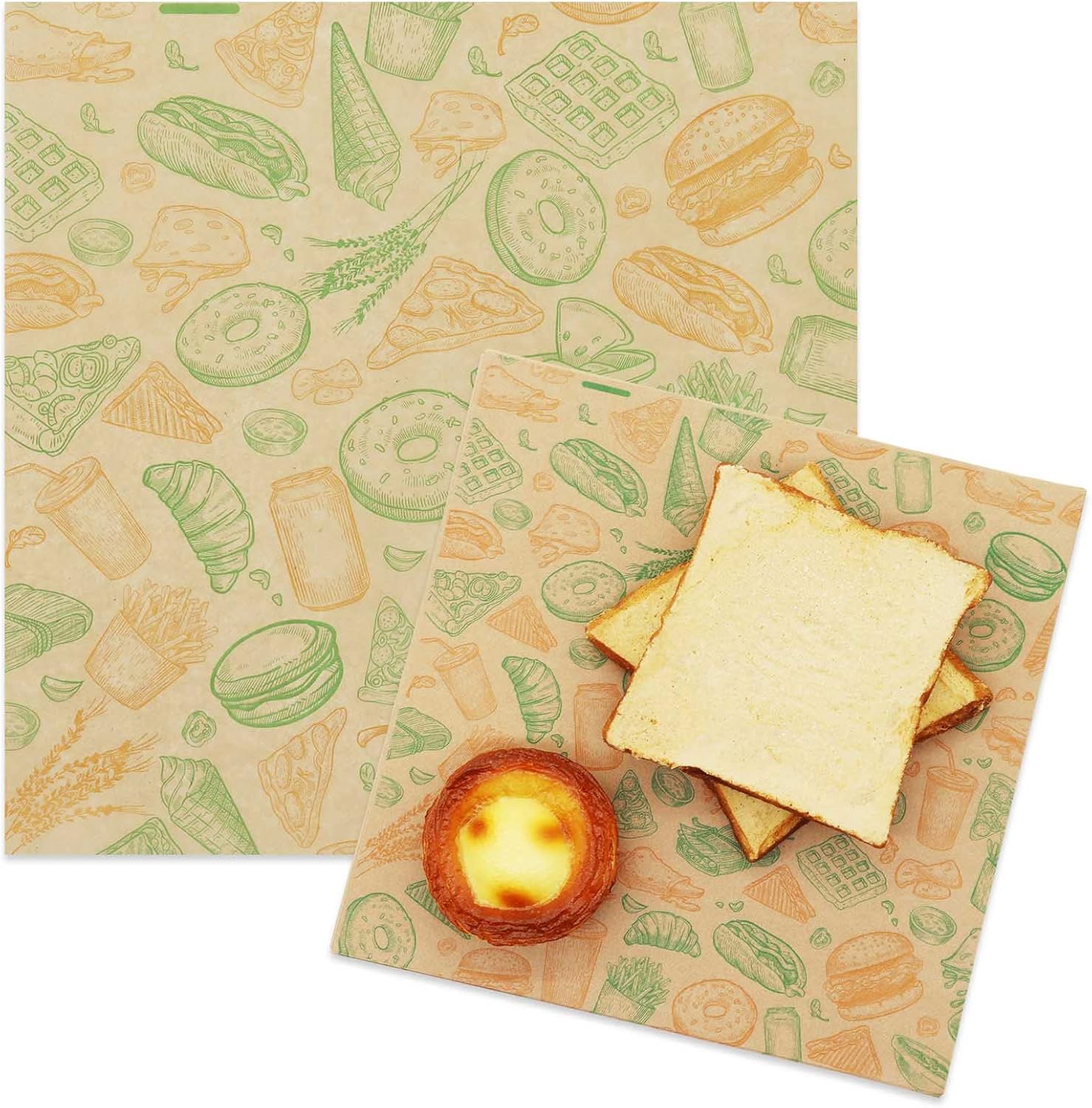 Hojas de papel prémium para delicatessen de 8 x 8 pulgadas, 300 forros a prueba de grasa para botes de comida, envoltorios de sándwich precortados,