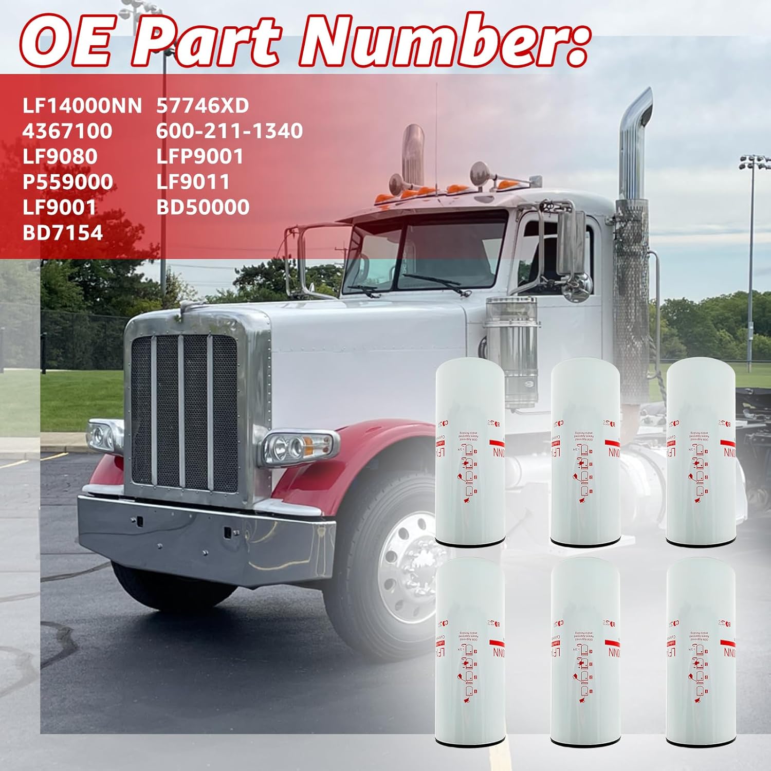 6 filtros de combustible LF14000NN 4367100 – Filtro de aceite compatible con ISX ISM QSX QSM QST X15 M11 motores diésel de repuesto # LF9080 P559000