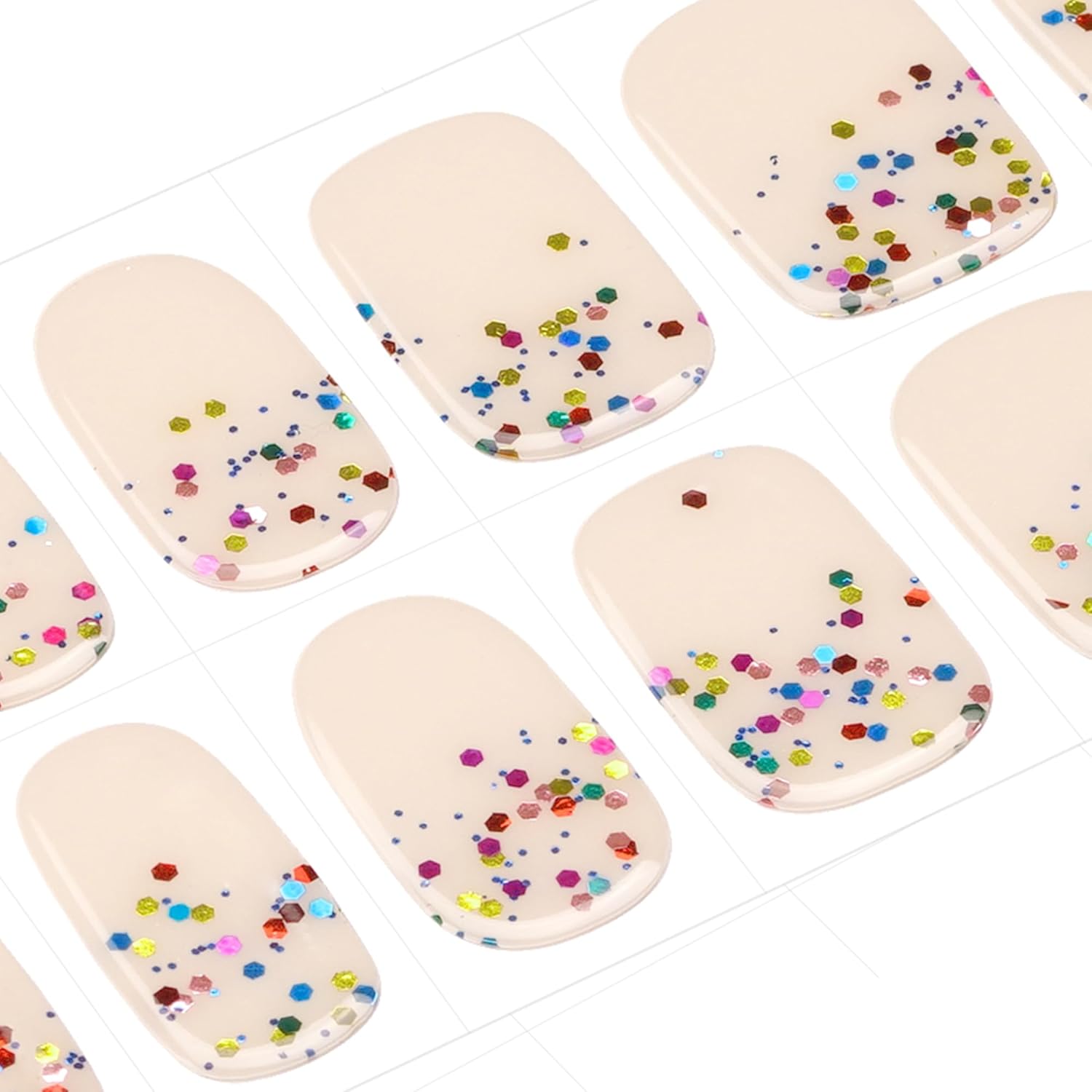 DANNI & TONI Tiras de uñas de gel semicuradas multicolores brillantes (seductores), calcomanías de gel nude para uñas, envolturas de uñas