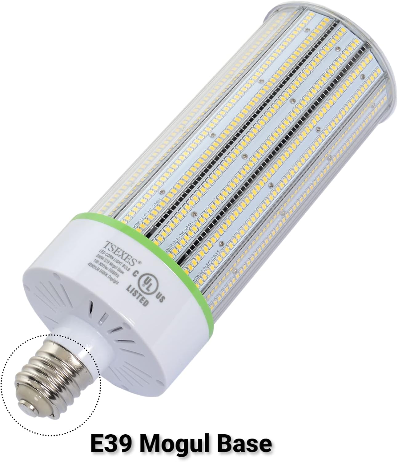 Bombilla LED de maíz equivalente a 1000 W con certificación UL, base Mogul E39 de 300 W, 42,000 lúmenes de repuesto de haluro metálicoHIDHPS, luz