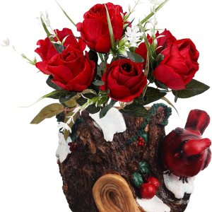 bocola Decoraciones de cementerio para tumba, jarrón de resina con rosa artificial roja de seda para decoración de tumbas, estaca de jardín bocola Decoraciones de cementerio para tumba, jarrón de resina con rosa artificial roja de seda para decoración de tumbas, estaca de jardín