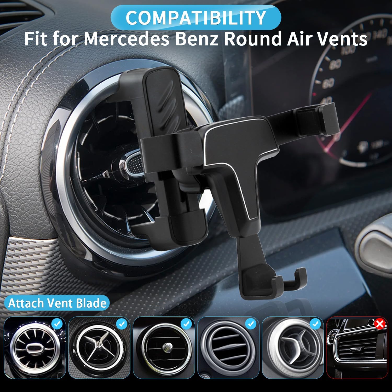 Soporte de teléfono para automóvil Mercedes Benz Mini Cooper Air Vent Gravity Stable Soporte de teléfono celular compatible con Mercedes Benz CLA