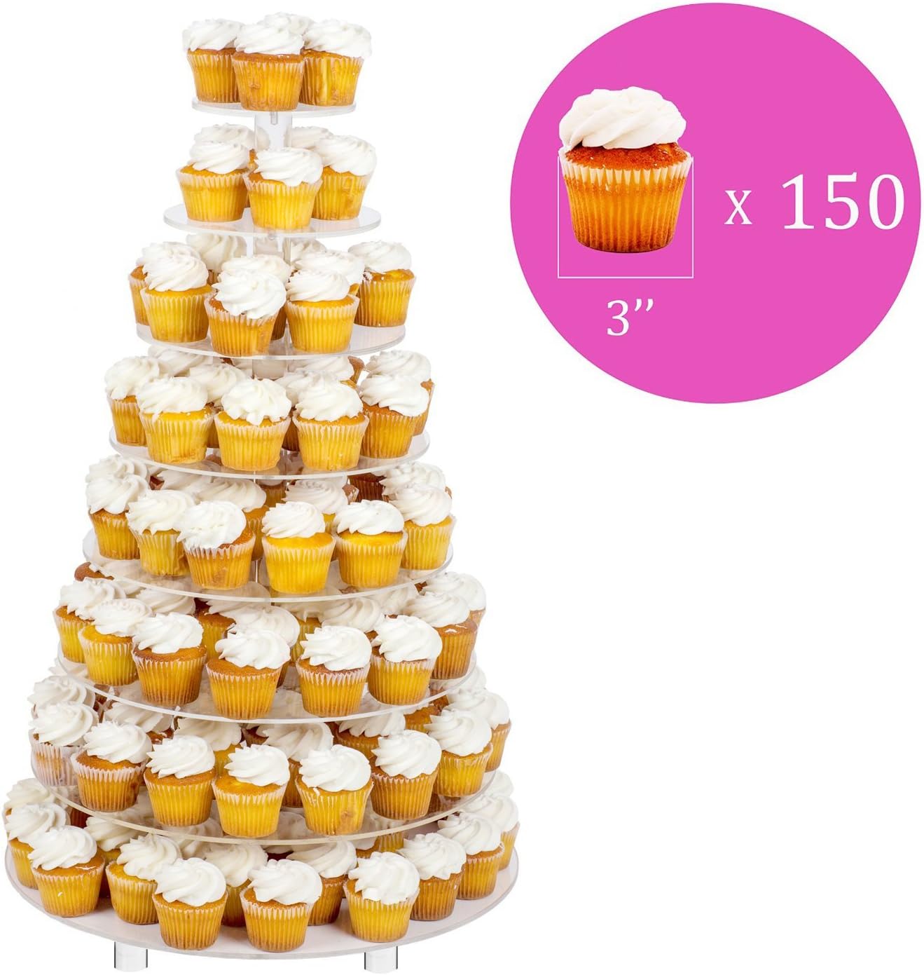 Jusalpha 8 Base de acrílico redonda para fiestas, casamientos, magdalenas. Torre para pastelería, charola para servir, exhibición de alimentos en