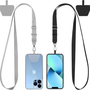 CACOE Alargado Paquete de 2 cordones para teléfono, 2 correas ajustables para el cuello, 2 parches, cordones universales cruzados para teléfono CACOE Alargado Paquete de 2 cordones para teléfono, 2 correas ajustables para el cuello, 2 parches, cordones universales cruzados para teléfono