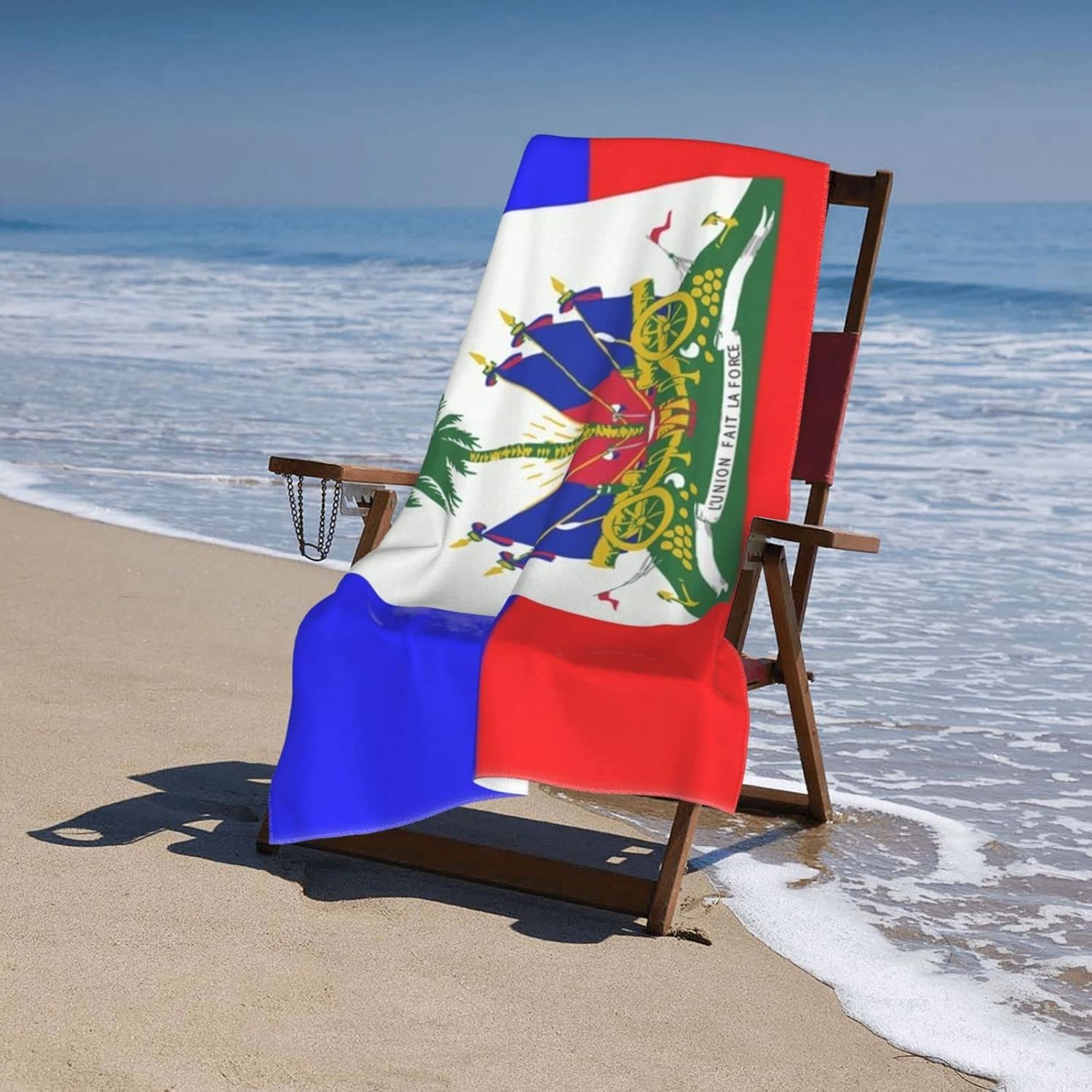 Toallas de baño de lujo de 32 x 52 pulgadas con bandera haitiana, súper suaves, altamente absorbentes, de secado rápido, para baño, ducha, gimnasio,
