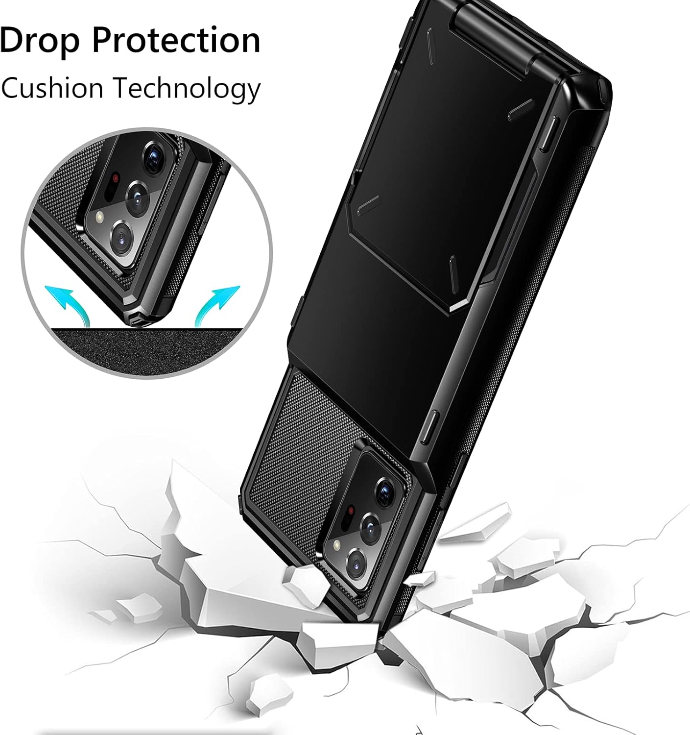 Vofolen Funda para Galaxy Note 20 Ultra Tarjetero Cartera 4-Card Flip Cover Ranura de Crédito Bolsillo Trasero Hombres Doble Capa Protectora Hybrid