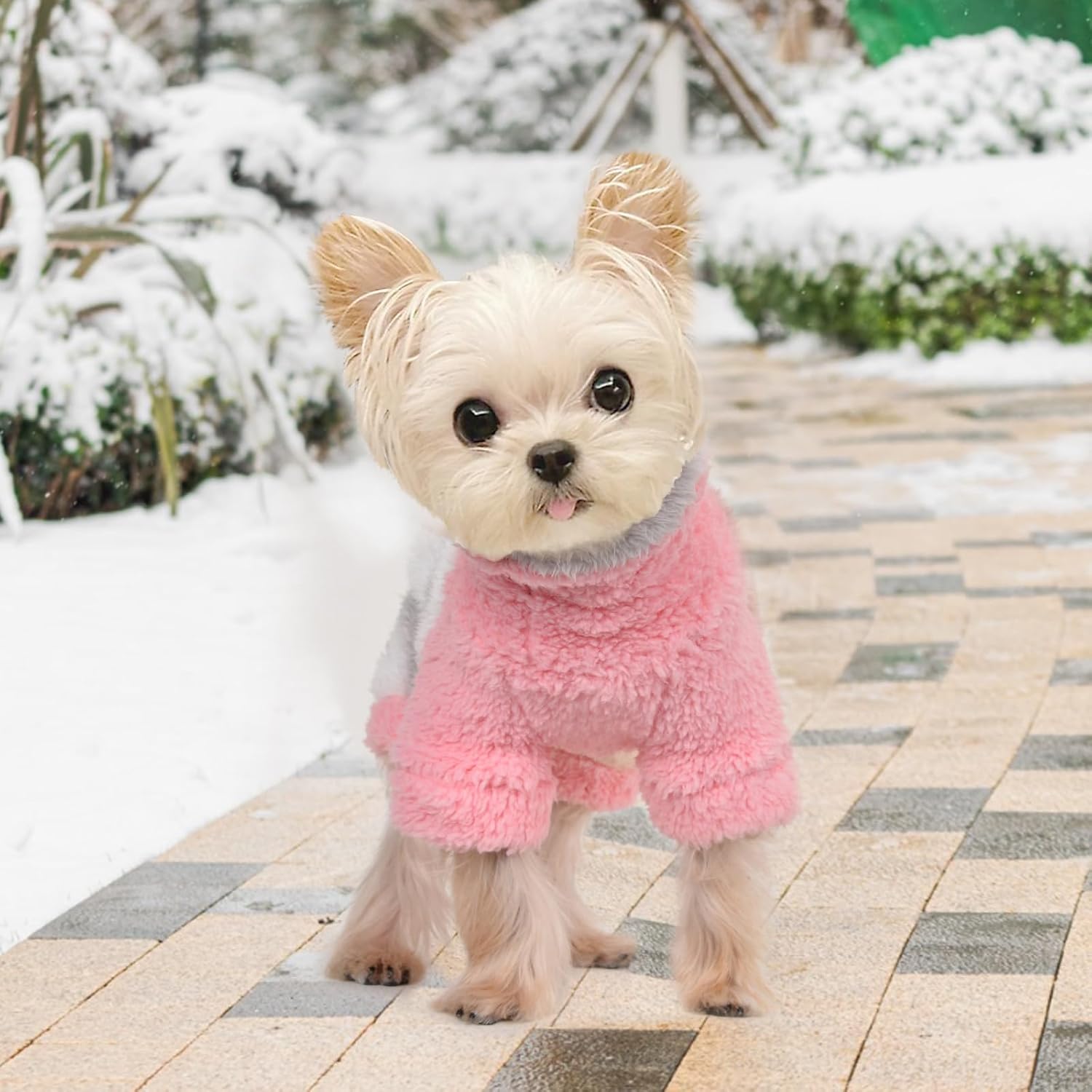 Pijama rosa para perro, ropa de invierno para perros pequeños, hembra, niño, invierno, cálido, para perro, suéteres de forro polar para cachorros,