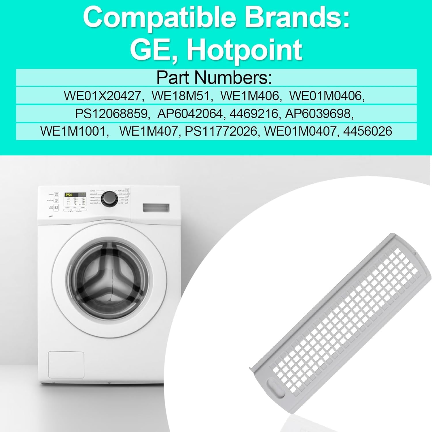 Nuevo WE01X25914 Filtro de pantalla de pelusa para secadora compatible con GE, lavadora y secadora Hotpoint