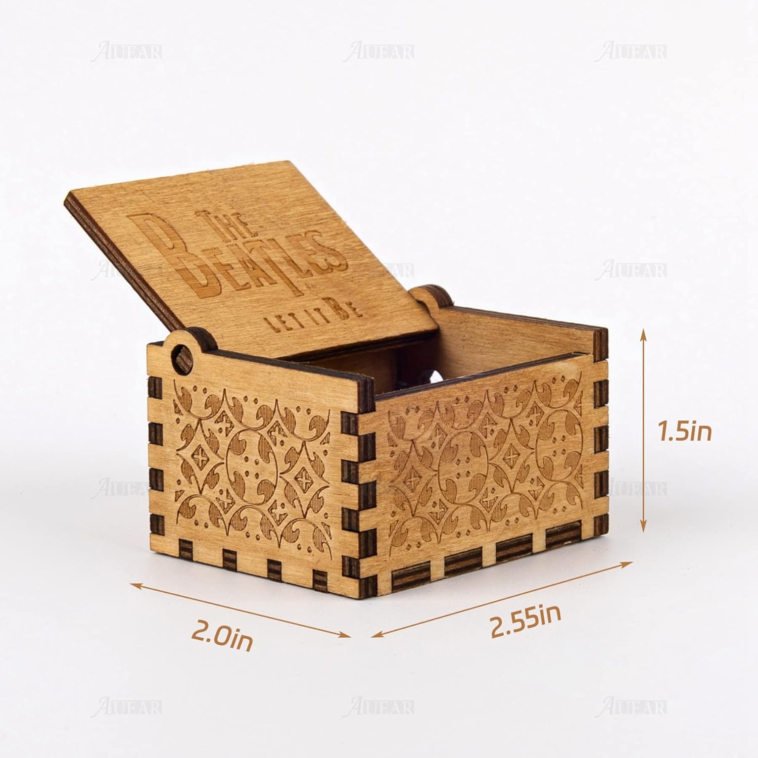 AUEAR, Caja de música de madera Let It Be con manivela grabada con láser, caja musical vintage, caja musical pequeña, regalo único para cumpleaños,