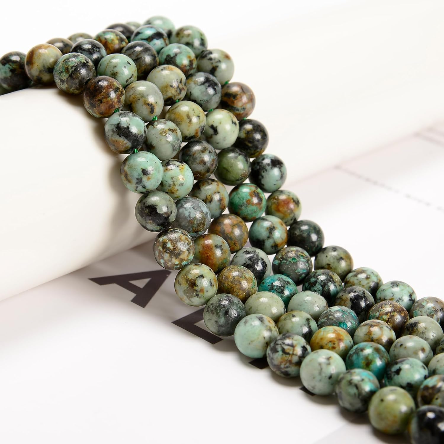 65 cuentas de turquesa africana de 0.236 pulgadas, piedra natural, piedras preciosas redondas auténticas para hacer pulseras de bricolaje, joyas,