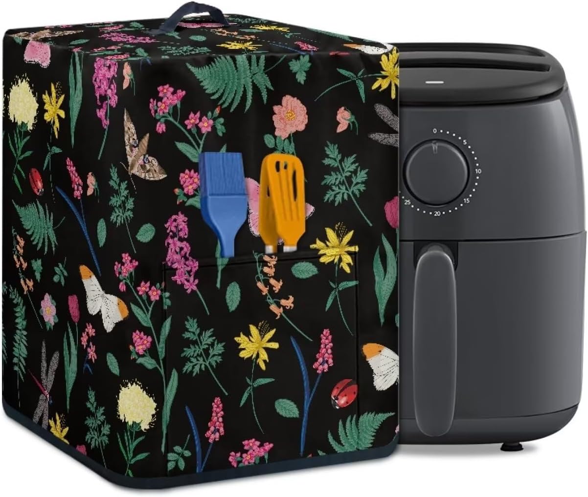 Funda para freidora de aire con estampado floral de mariposas para el hogar, cubierta a prueba de polvo para máquina de jugo, arrocera, cocina,