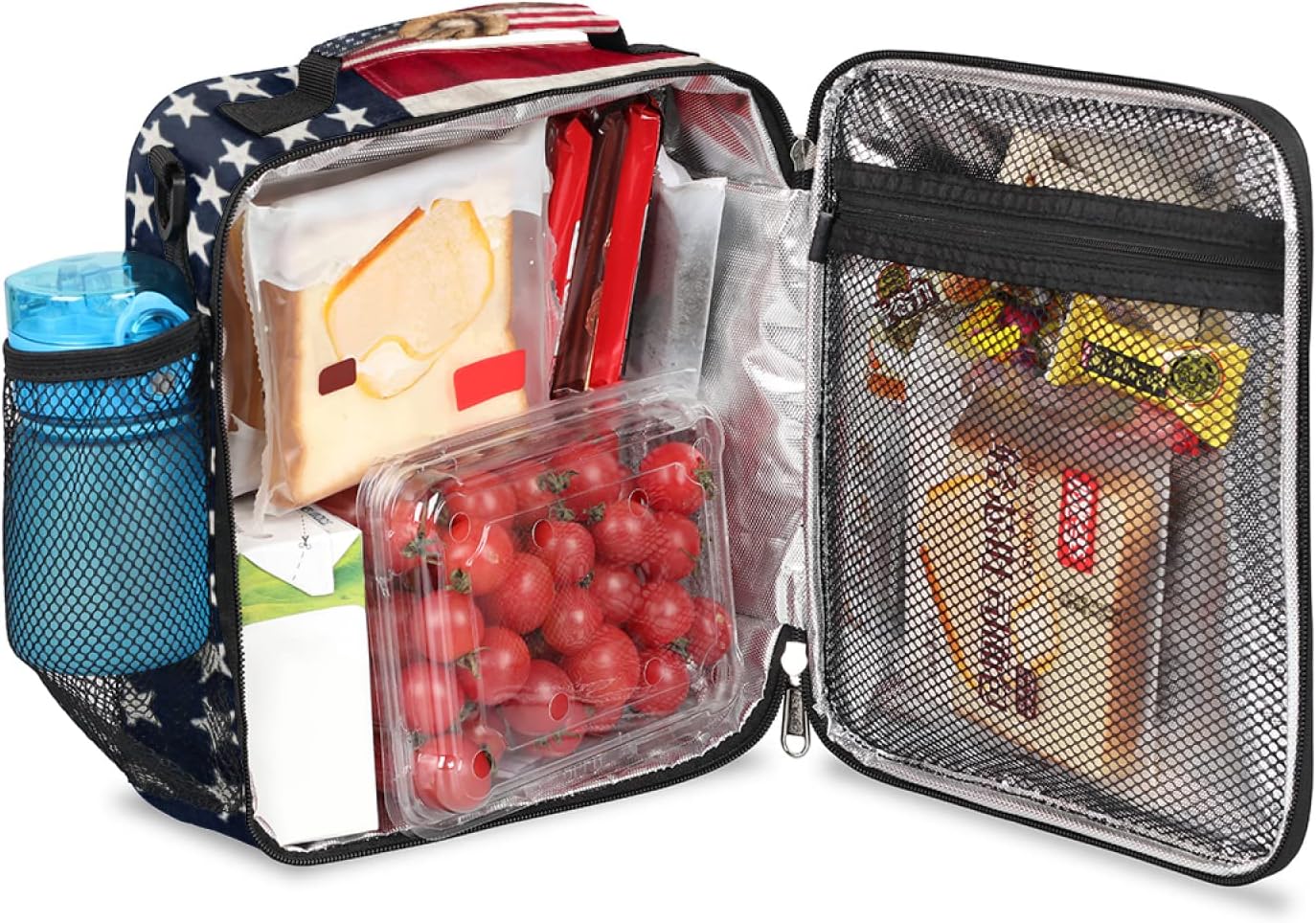 Lonchera con aislamiento de béisbol vintage, bolsas de almuerzo para niños, bolsa de almuerzo reutilizable con bandera estadounidense de béisbol,
