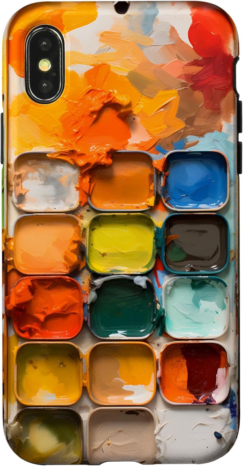 Paleta de pinturas y pintura de acuarela para iPhone XXS, estuche colorido para pintor artista