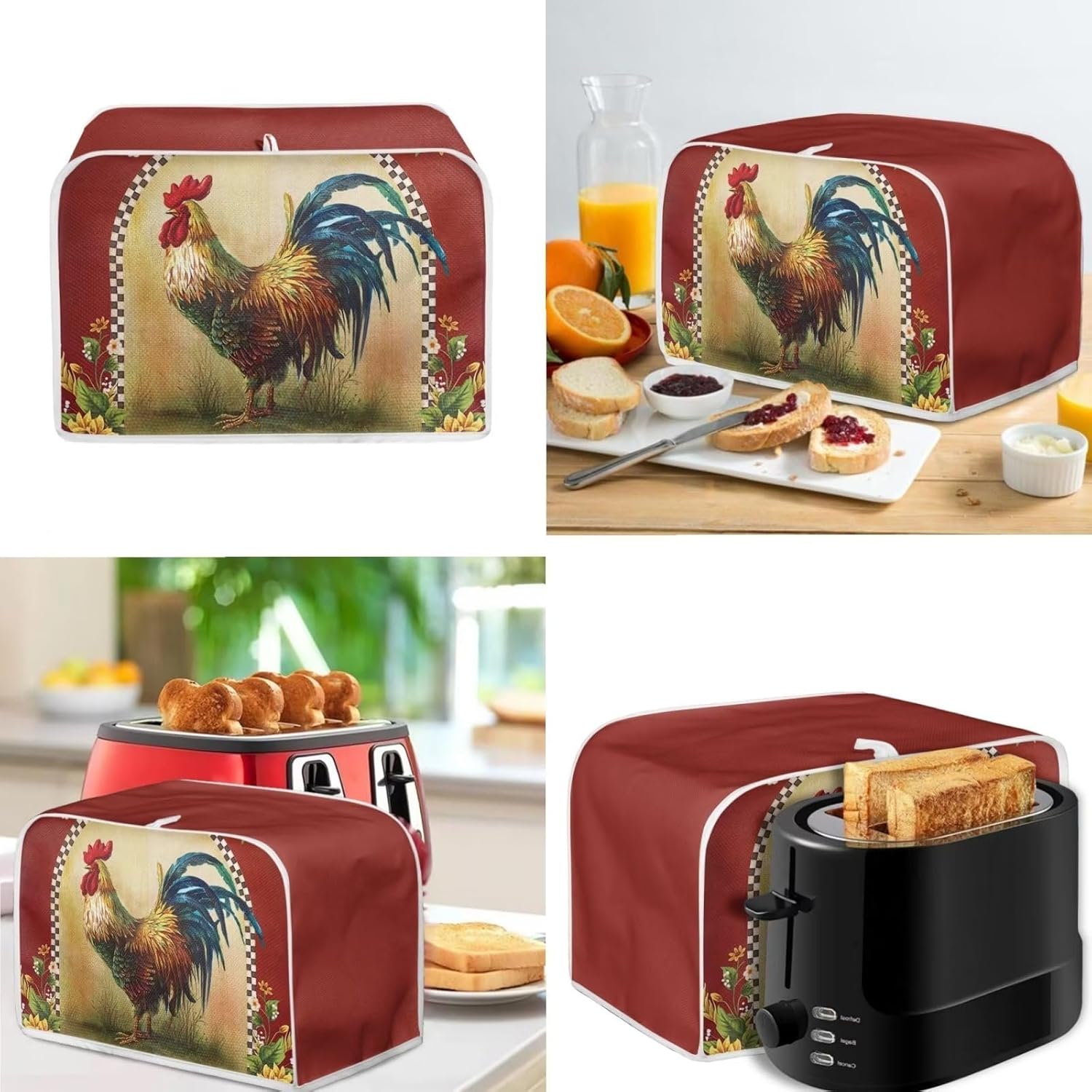 Cubiertas para tostadora de gallo, girasol, cubiertas antipolvo, para tostadora de 2 rebanadas, cubiertas de electrodomésticos pequeños, protección