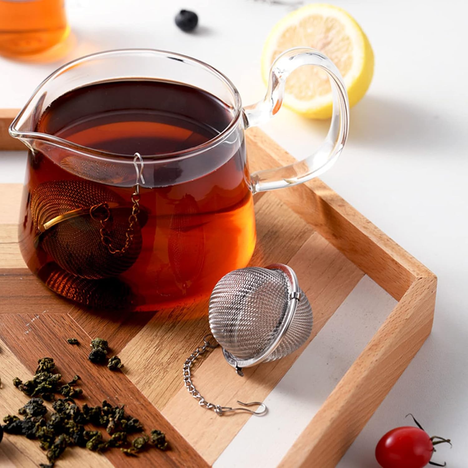 Infusor de té de 2 piezas, colador de té mejorado de 3.5 pulgadas, infusores de té de primera calidad para té suelto, té más pronunciado, bola de té